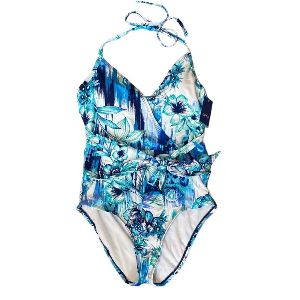 Apt. 9 Kohls One piece Floral Knot Halter Style bathing suit L